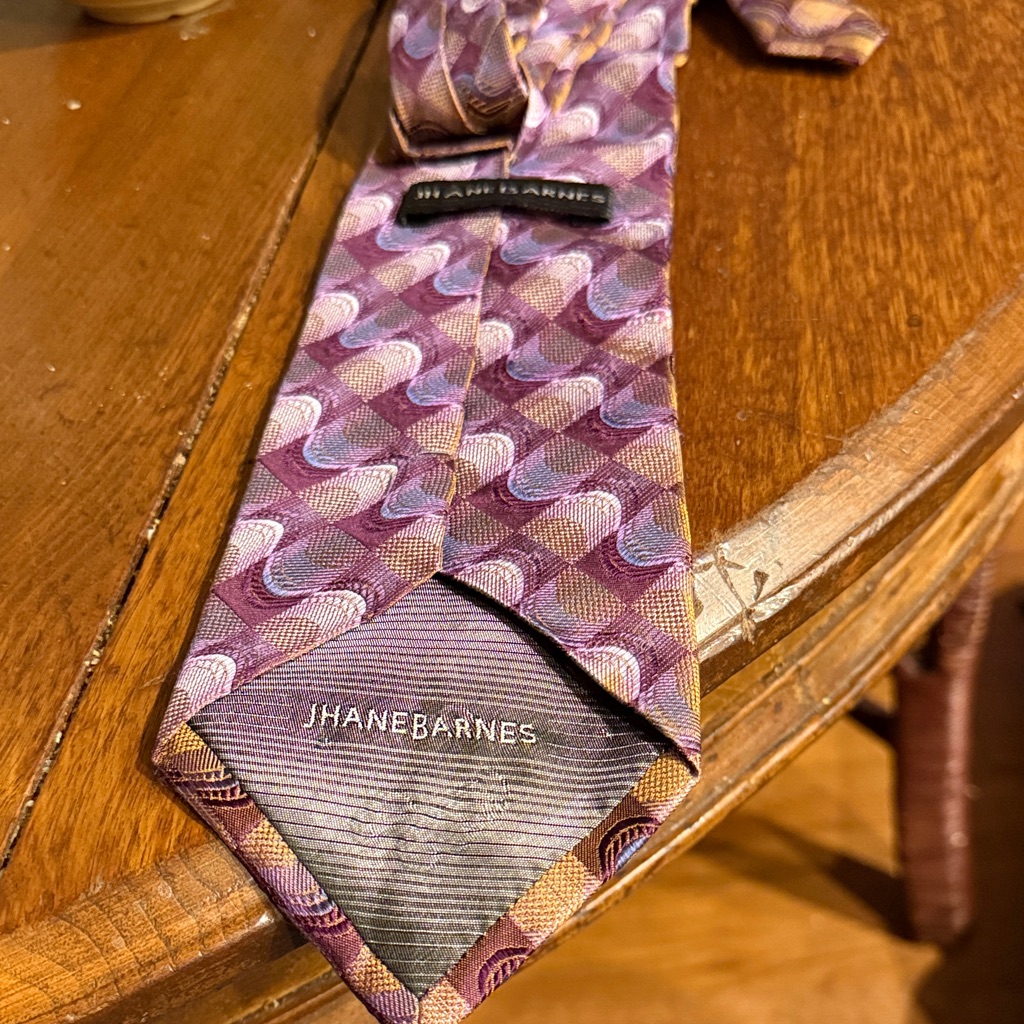 Jhane Barnes Purple And Gold WavePattern Silk Tie